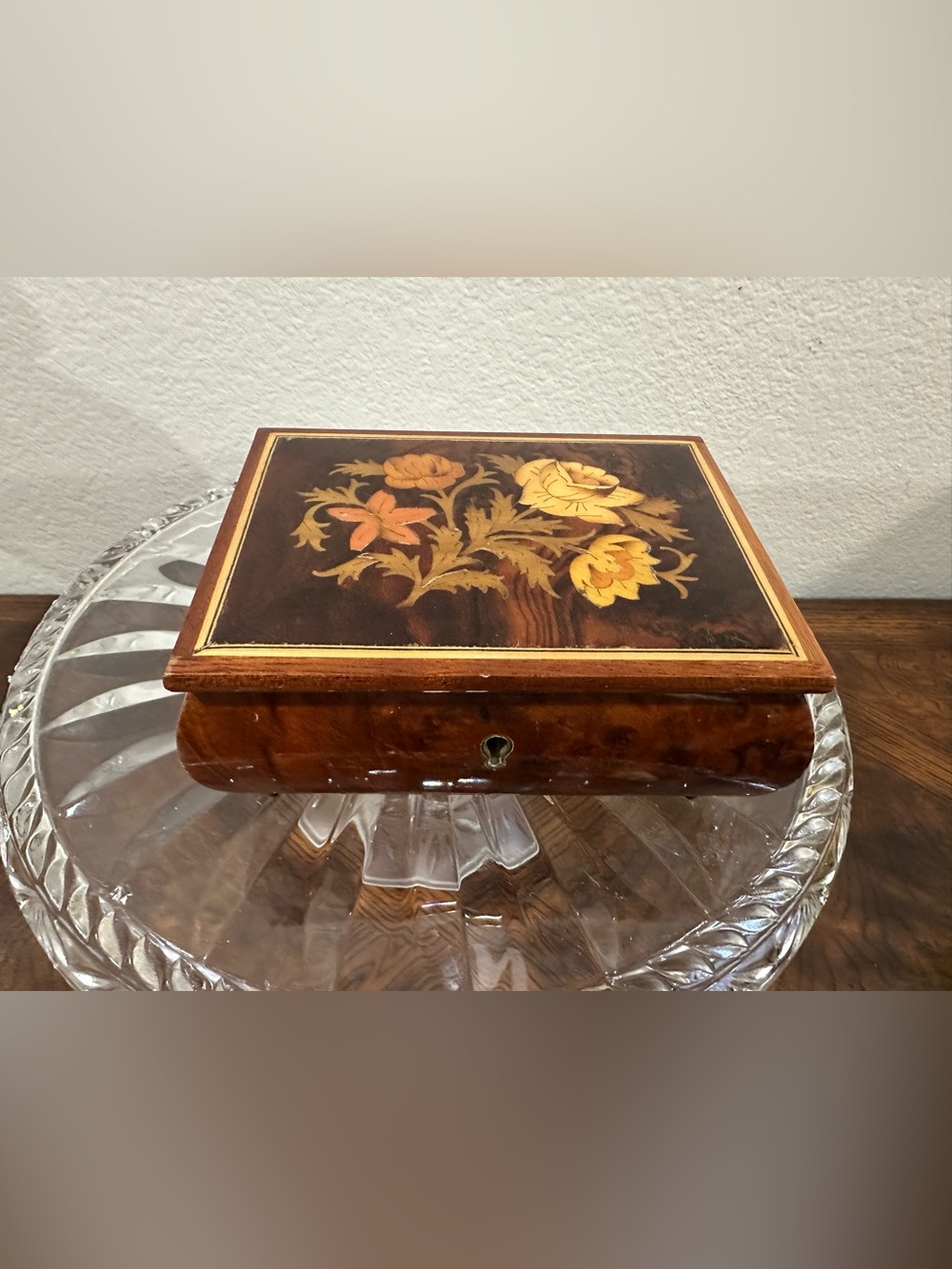 Vintage Italian Sorrento Inlaid Wood Musical Jewelry Box Firenze Italy Working